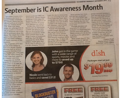 IC Awareness Month article in The Observer