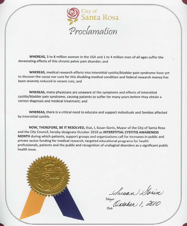 Proclamation from the City of Santa Rosa